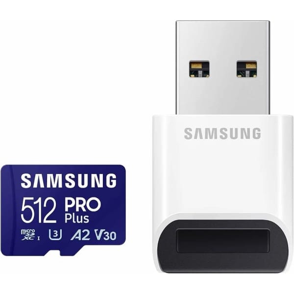 Tarjeta de Memoria SAMSUNG PRO Plus microSD 512 GB Hasta 180 MB/s + Lector USB